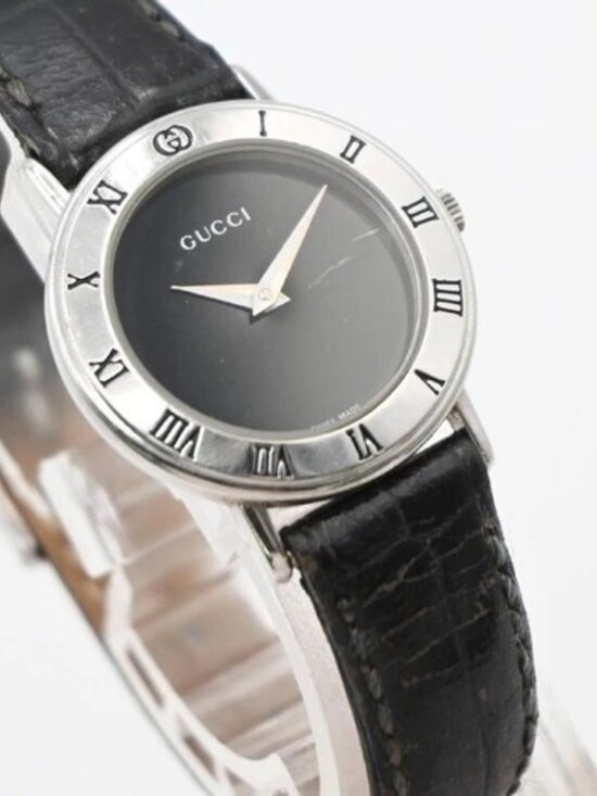 GUCCI 3000L Watch Quartz 25 mm Stainless Steel Embossing Leather Black 05LC590 main image 15
